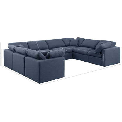 Indulge Navy Linen Textured Fabric Modular Sectional