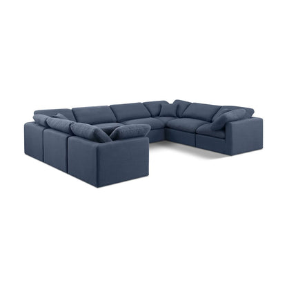 Indulge Navy Linen Textured Fabric Modular Sectional