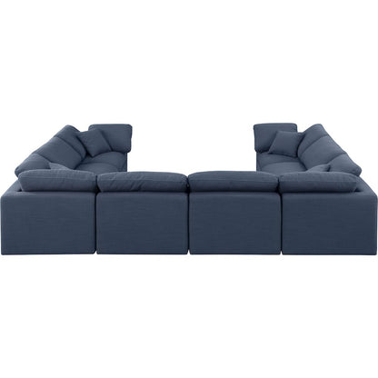 Indulge Navy Linen Textured Fabric Modular Sectional