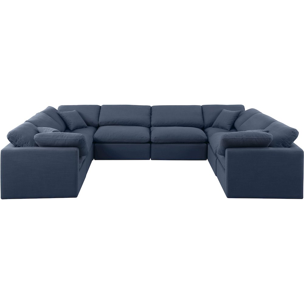 Indulge Navy Linen Textured Fabric Modular Sectional