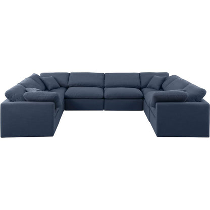 Indulge Navy Linen Textured Fabric Modular Sectional