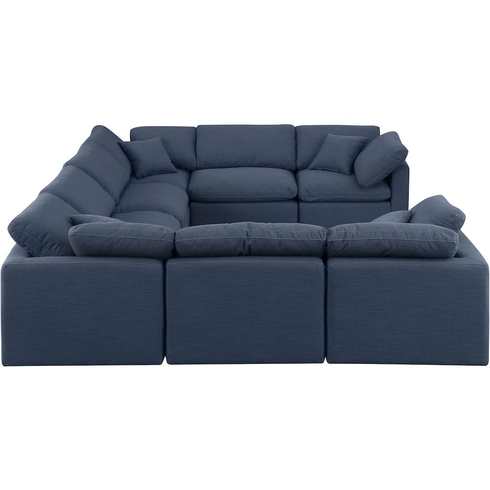 Indulge Navy Linen Textured Fabric Modular Sectional