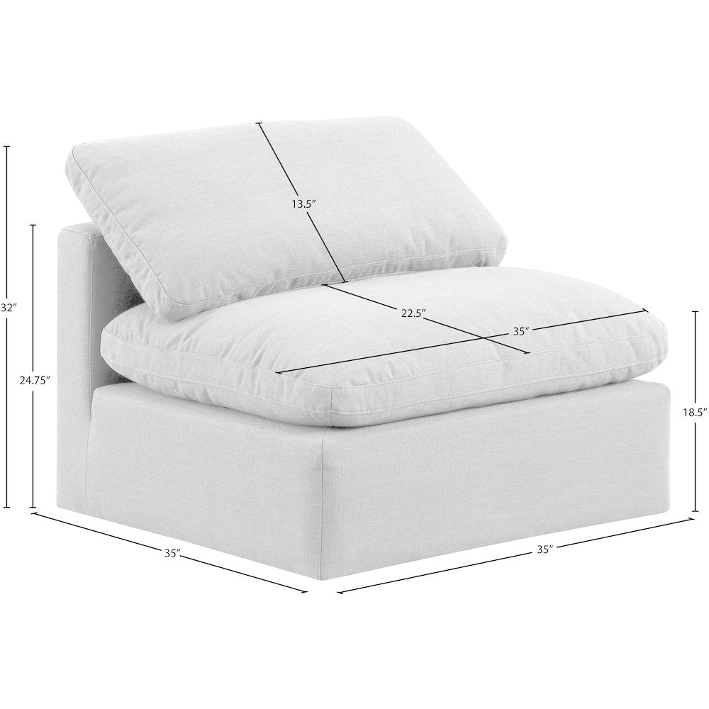 Indulge White Linen Textured Fabric Armless Chair