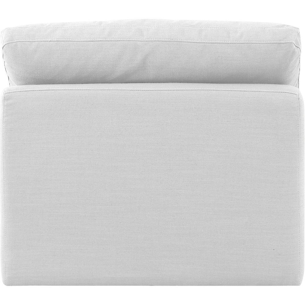 Indulge White Linen Textured Fabric Armless Chair