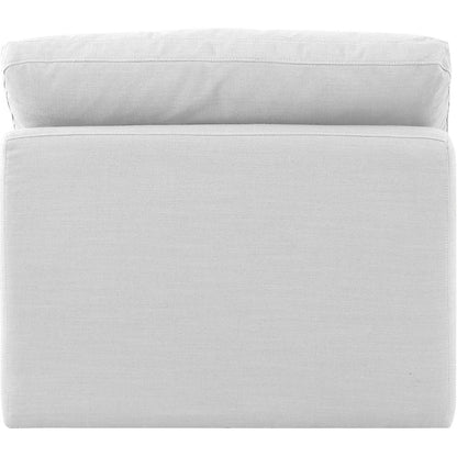 Indulge White Linen Textured Fabric Armless Chair