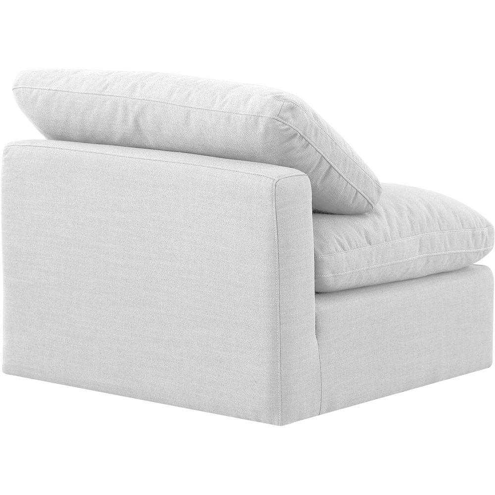 Indulge White Linen Textured Fabric Armless Chair