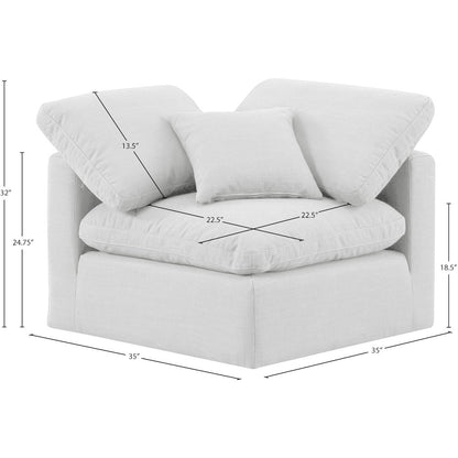 Indulge White Linen Textured Fabric Corner Chair