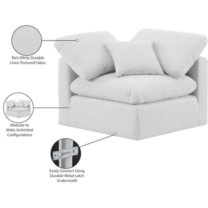 Indulge White Linen Textured Fabric Corner Chair
