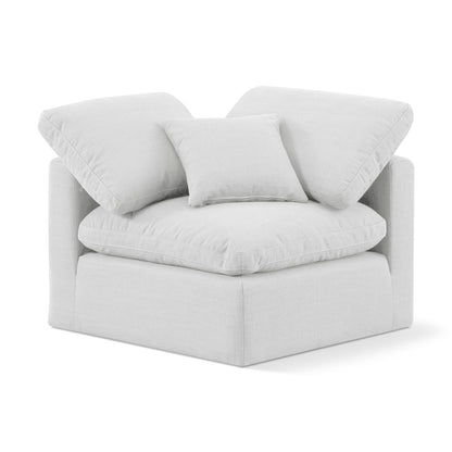 Indulge White Linen Textured Fabric Corner Chair