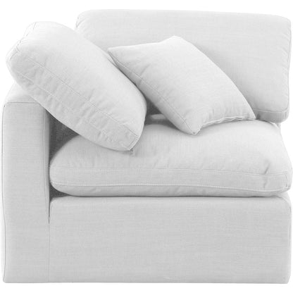Indulge White Linen Textured Fabric Corner Chair