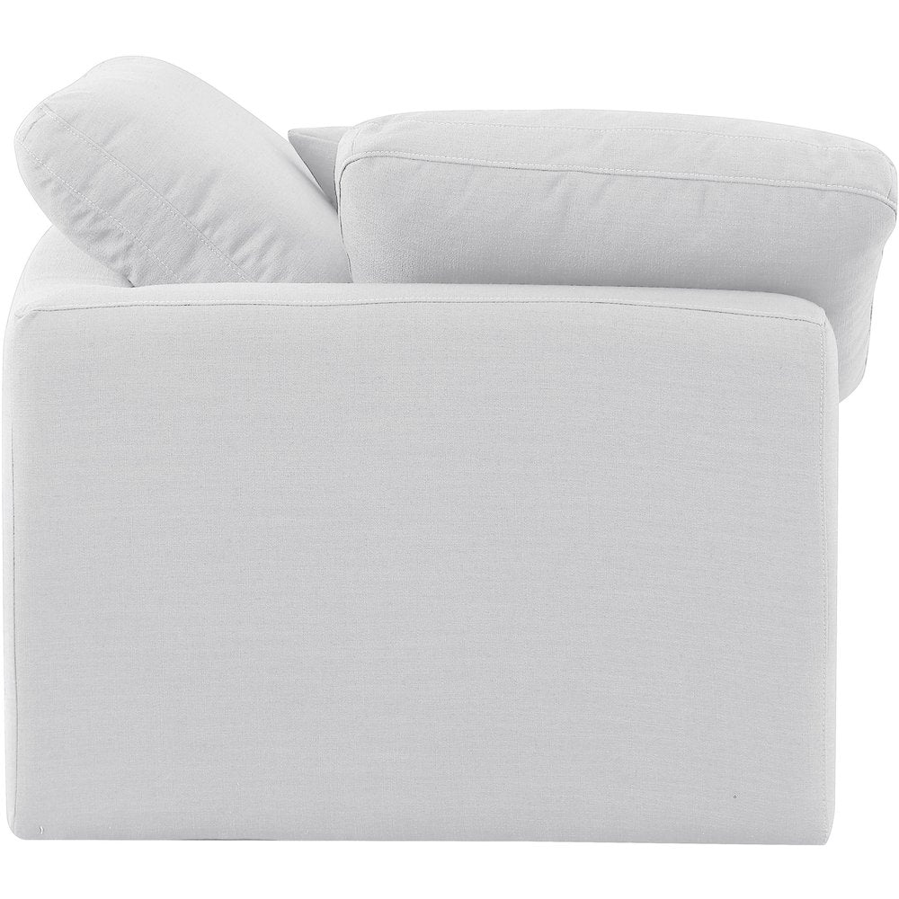 Indulge White Linen Textured Fabric Corner Chair