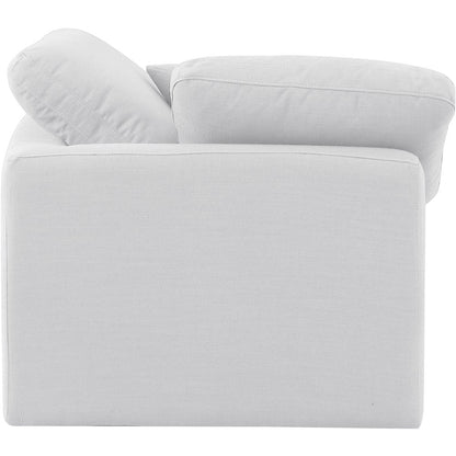 Indulge White Linen Textured Fabric Corner Chair