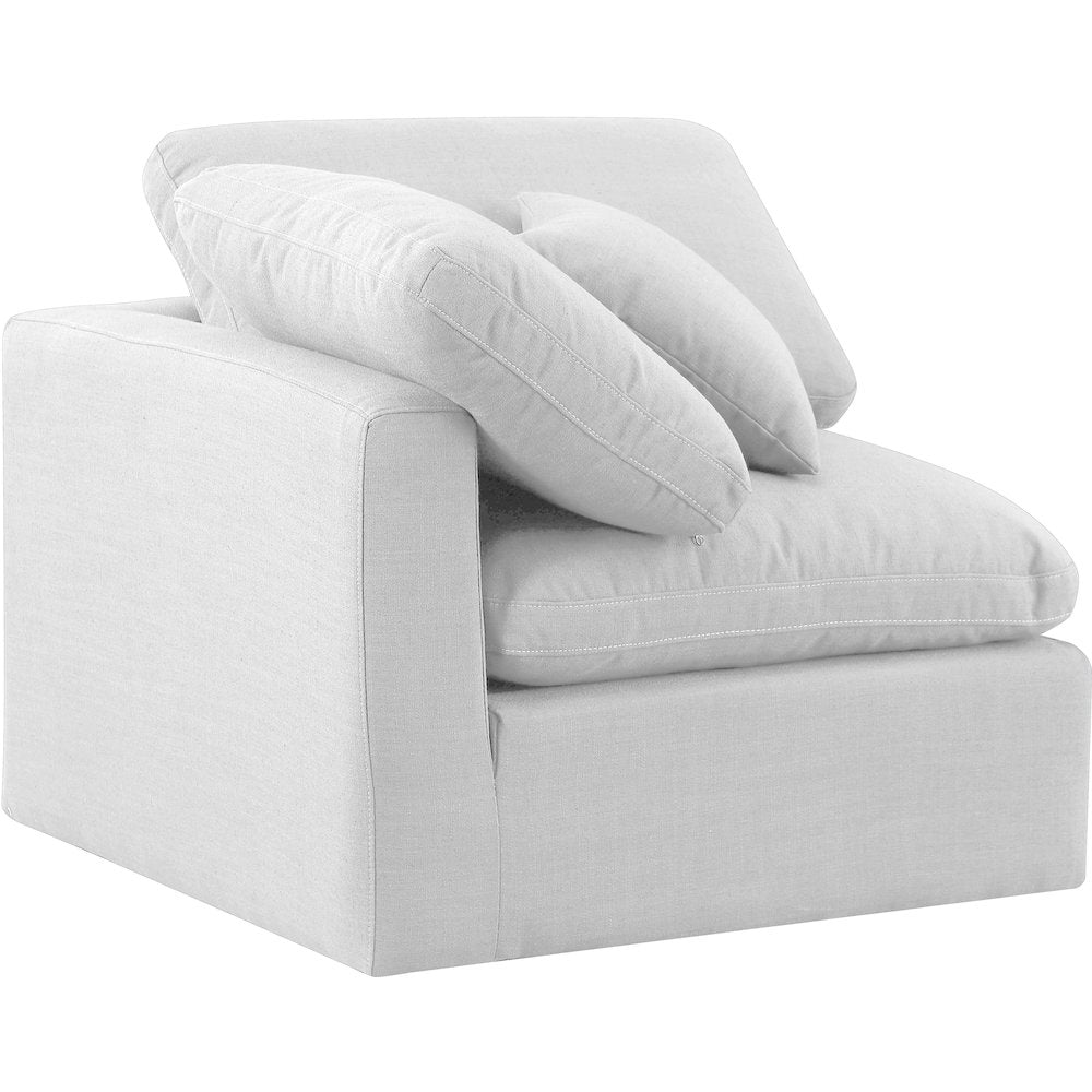 Indulge White Linen Textured Fabric Corner Chair
