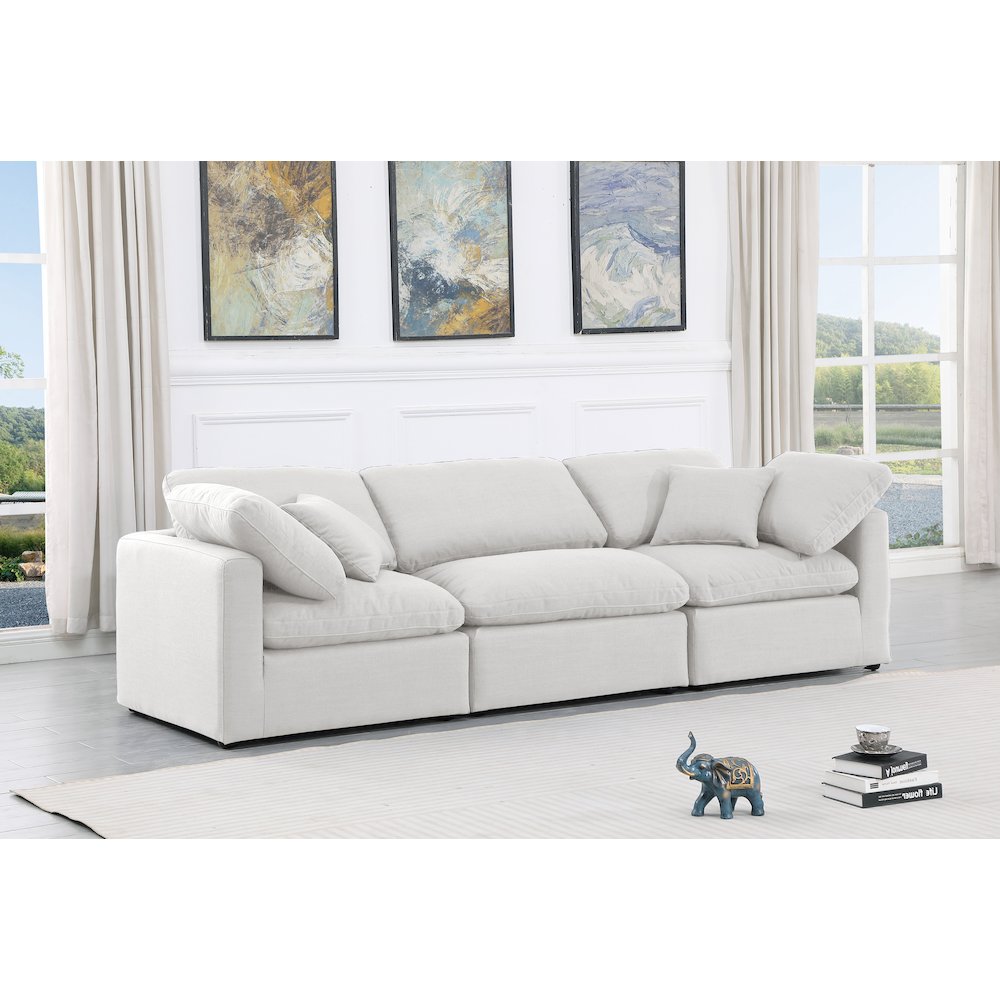 Indulge White Linen Textured Fabric Modular Sofa