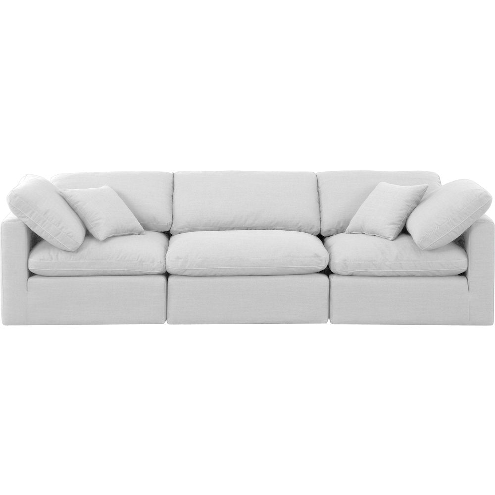 Indulge White Linen Textured Fabric Modular Sofa