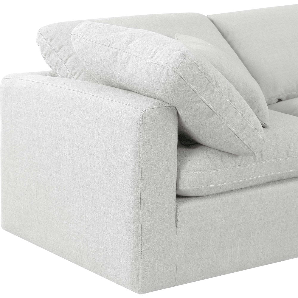 Indulge White Linen Textured Fabric Modular Sofa