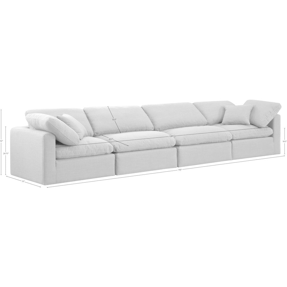 Indulge White Linen Textured Fabric Modular Sofa