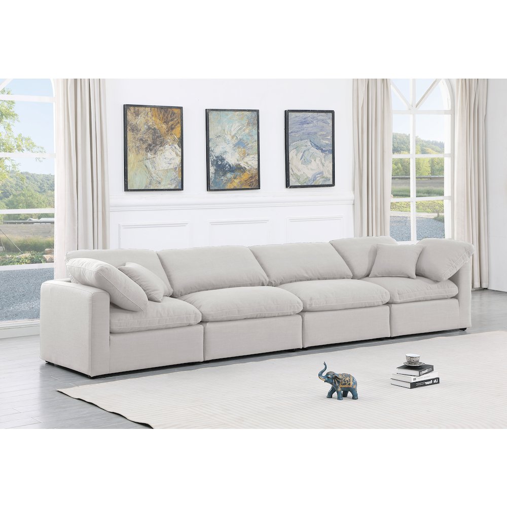 Indulge White Linen Textured Fabric Modular Sofa