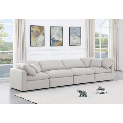 Indulge White Linen Textured Fabric Modular Sofa