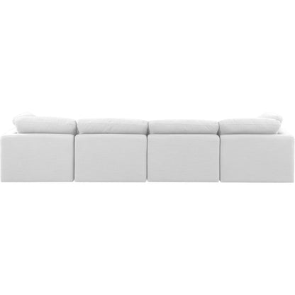 Indulge White Linen Textured Fabric Modular Sofa