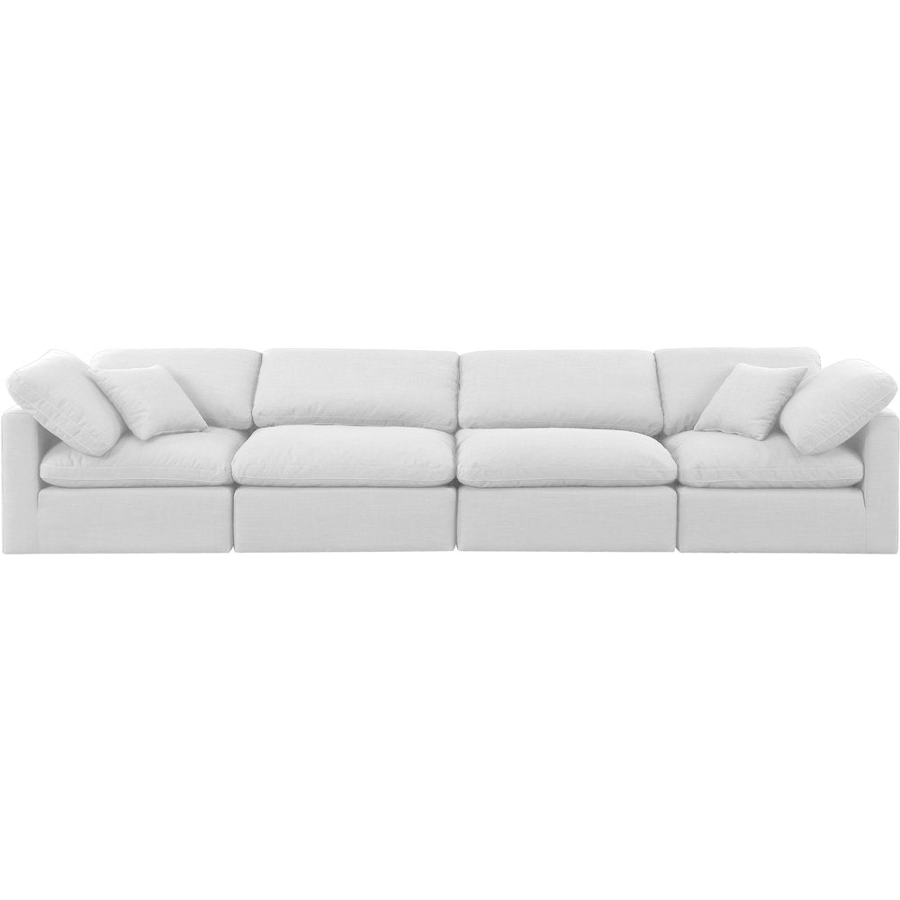 Indulge White Linen Textured Fabric Modular Sofa