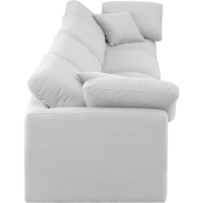 Indulge White Linen Textured Fabric Modular Sofa