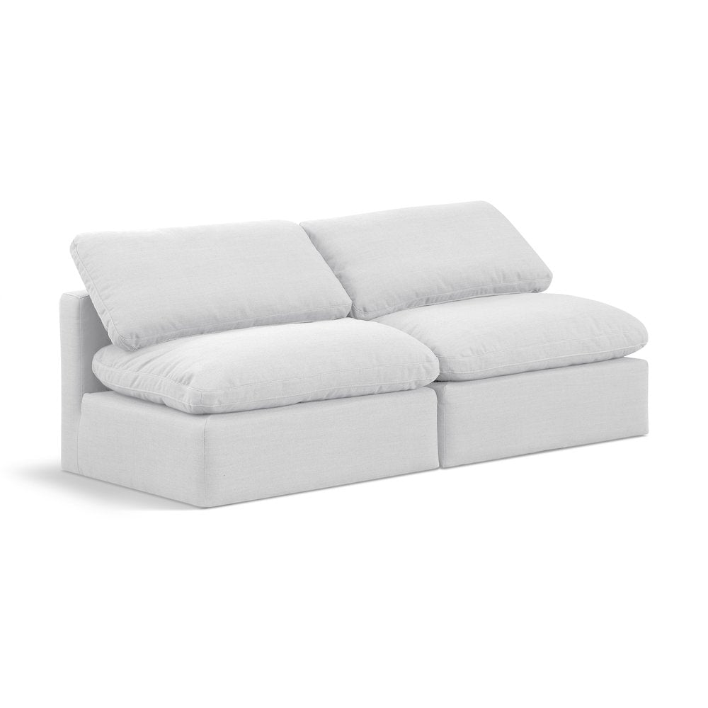 Indulge White Linen Textured Fabric Modular Sofa