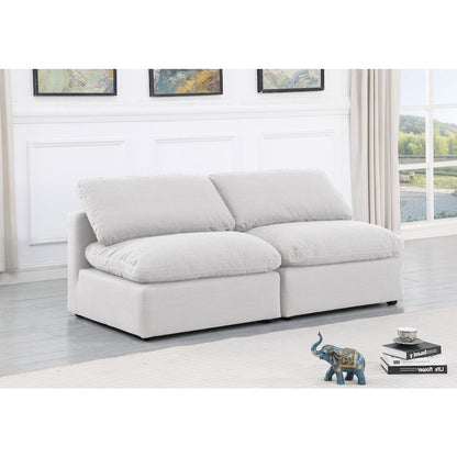 Indulge White Linen Textured Fabric Modular Sofa