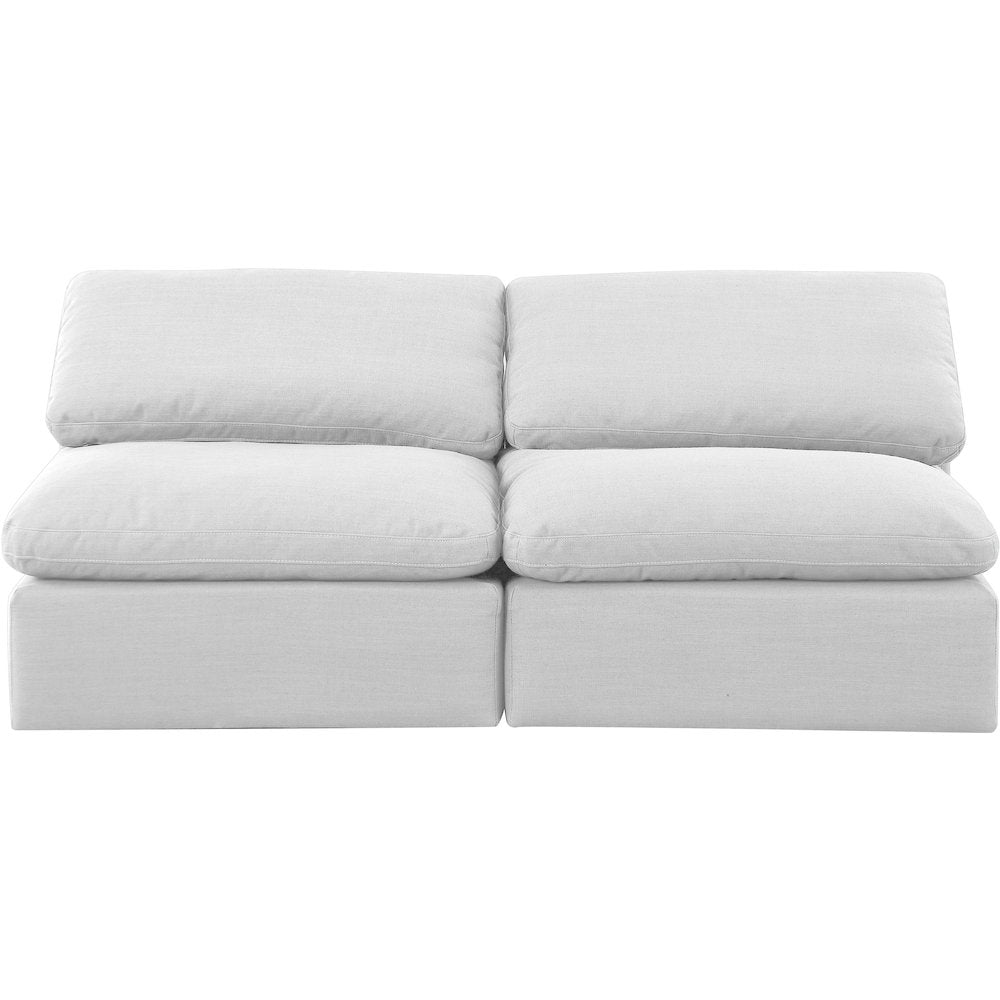 Indulge White Linen Textured Fabric Modular Sofa