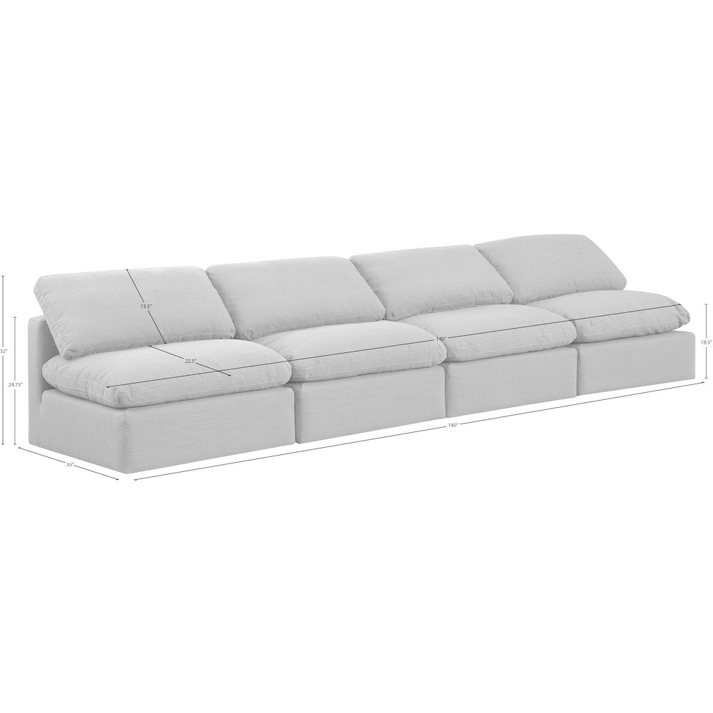 Indulge White Linen Textured Fabric Modular Sofa