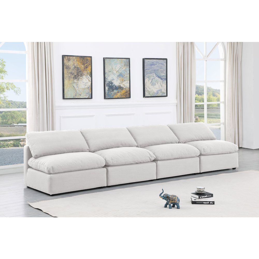 Indulge White Linen Textured Fabric Modular Sofa