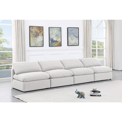 Indulge White Linen Textured Fabric Modular Sofa