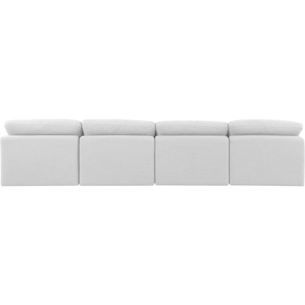 Indulge White Linen Textured Fabric Modular Sofa