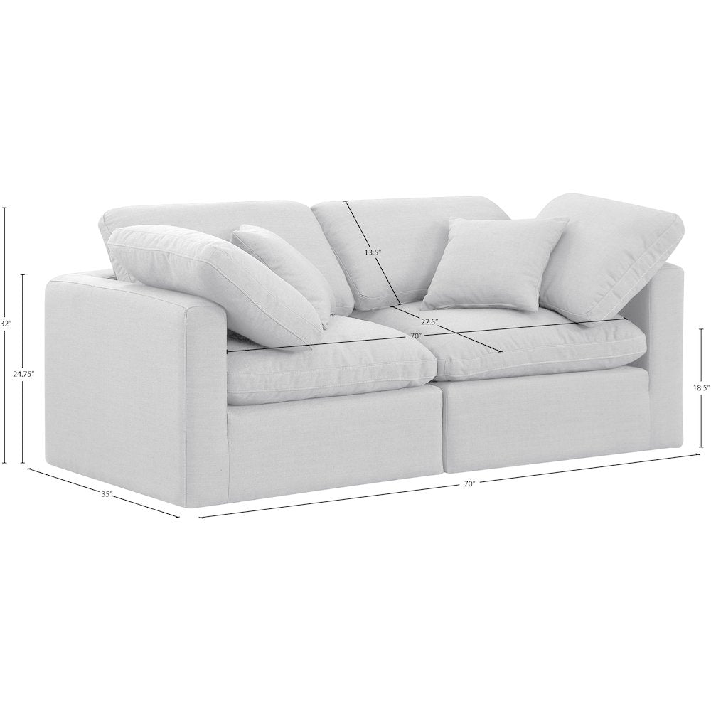 Indulge White Linen Textured Fabric Modular Sofa