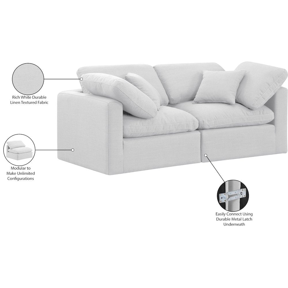 Indulge White Linen Textured Fabric Modular Sofa
