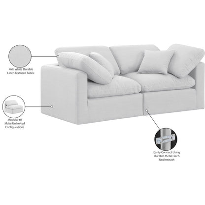 Indulge White Linen Textured Fabric Modular Sofa