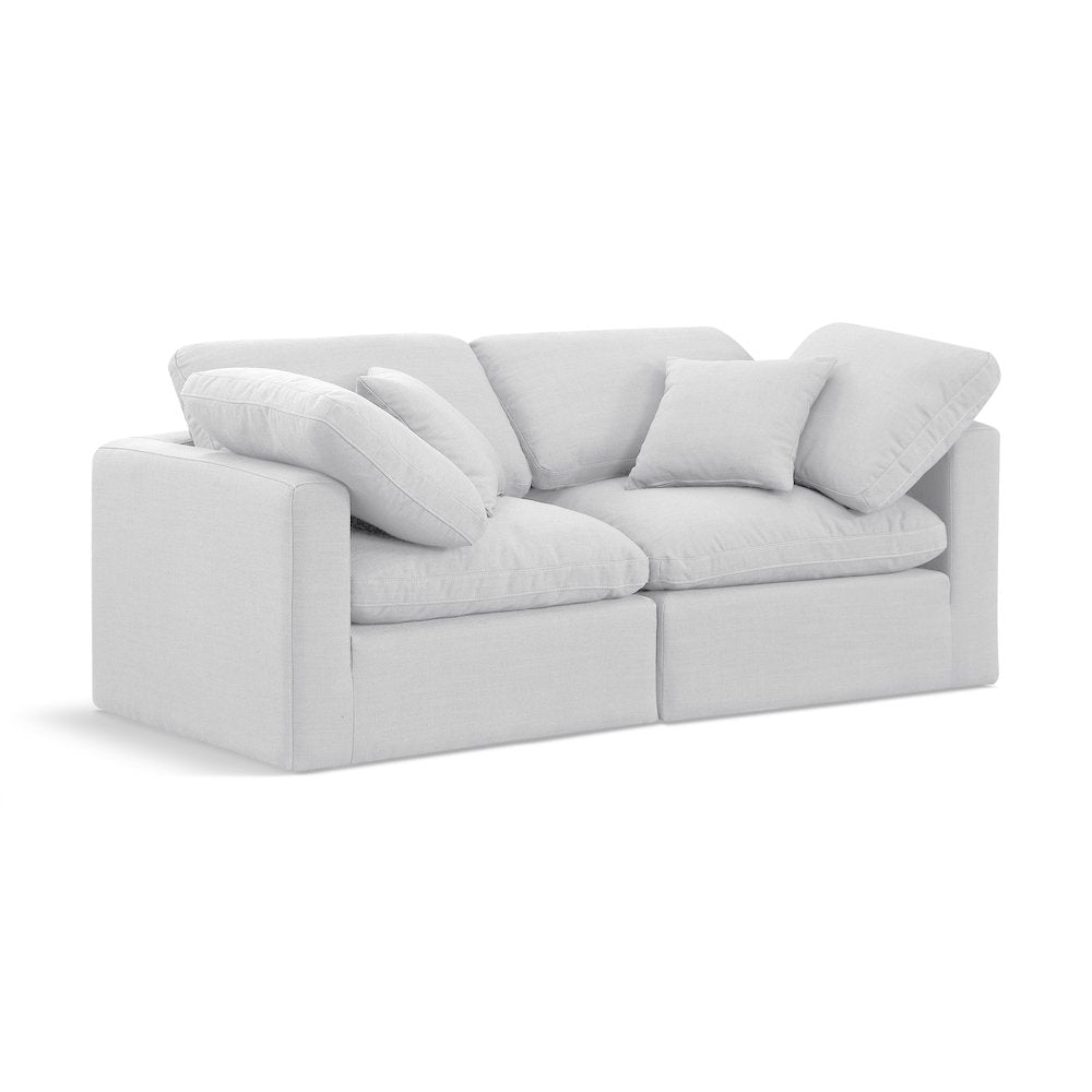 Indulge White Linen Textured Fabric Modular Sofa