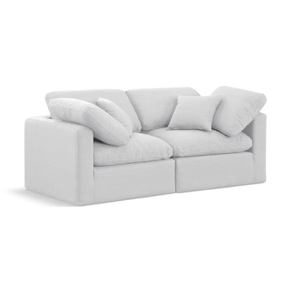 Indulge White Linen Textured Fabric Modular Sofa
