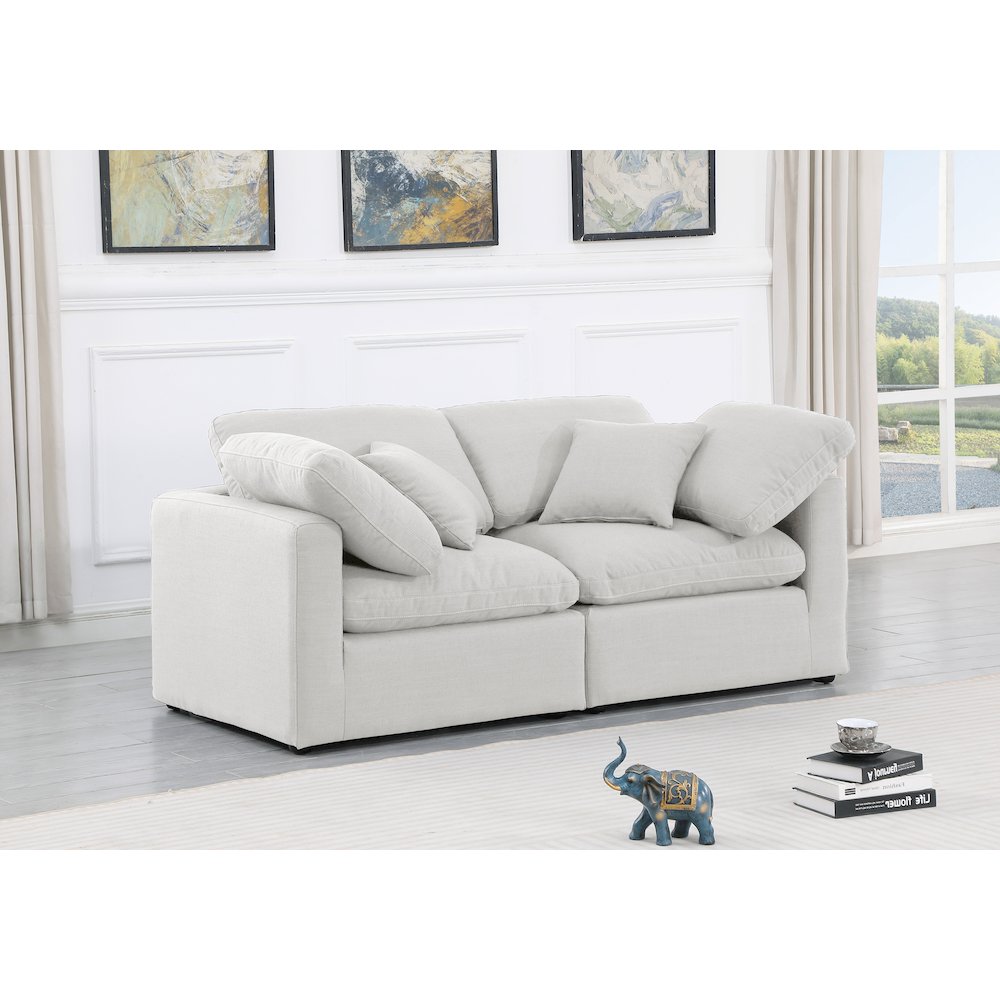 Indulge White Linen Textured Fabric Modular Sofa