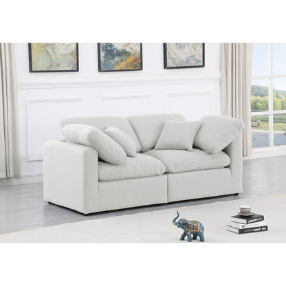 Indulge White Linen Textured Fabric Modular Sofa