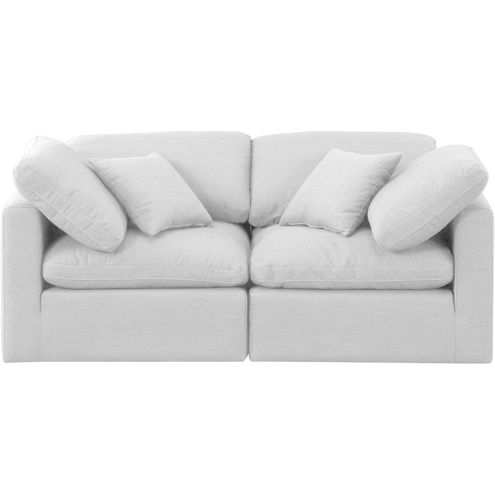 Indulge White Linen Textured Fabric Modular Sofa