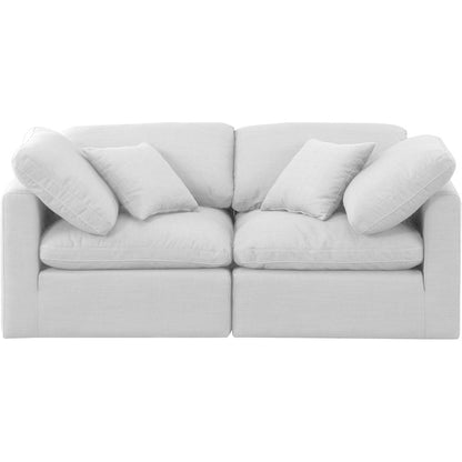 Indulge White Linen Textured Fabric Modular Sofa