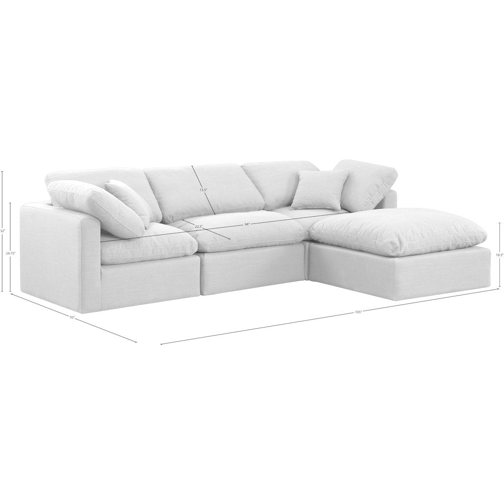 Indulge White Linen Textured Fabric Modular Sectional