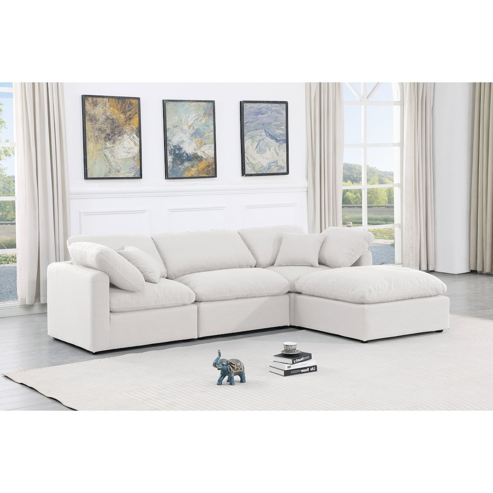 Indulge White Linen Textured Fabric Modular Sectional