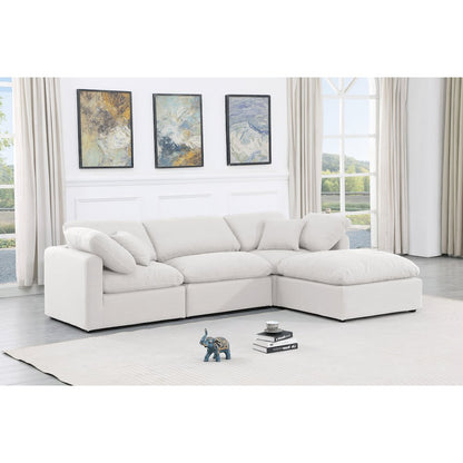 Indulge White Linen Textured Fabric Modular Sectional