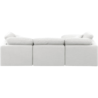 Indulge White Linen Textured Fabric Modular Sectional