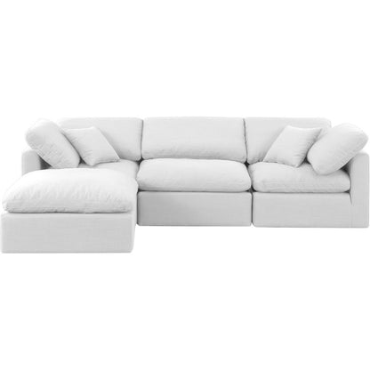 Indulge White Linen Textured Fabric Modular Sectional