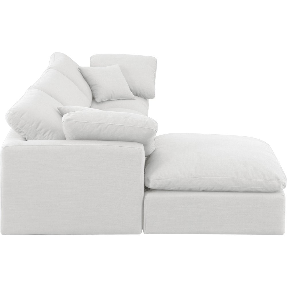 Indulge White Linen Textured Fabric Modular Sectional
