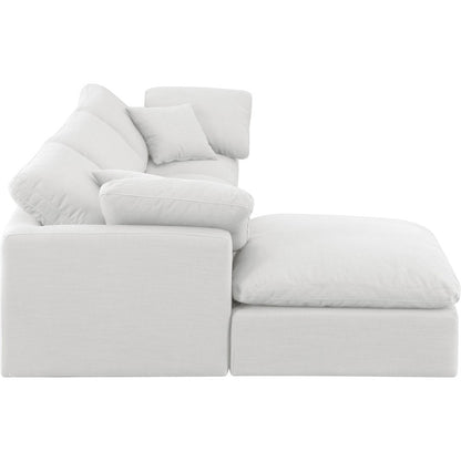 Indulge White Linen Textured Fabric Modular Sectional