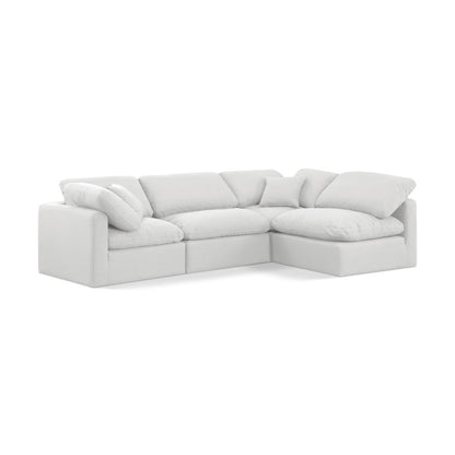 Indulge White Linen Textured Fabric Modular Sectional